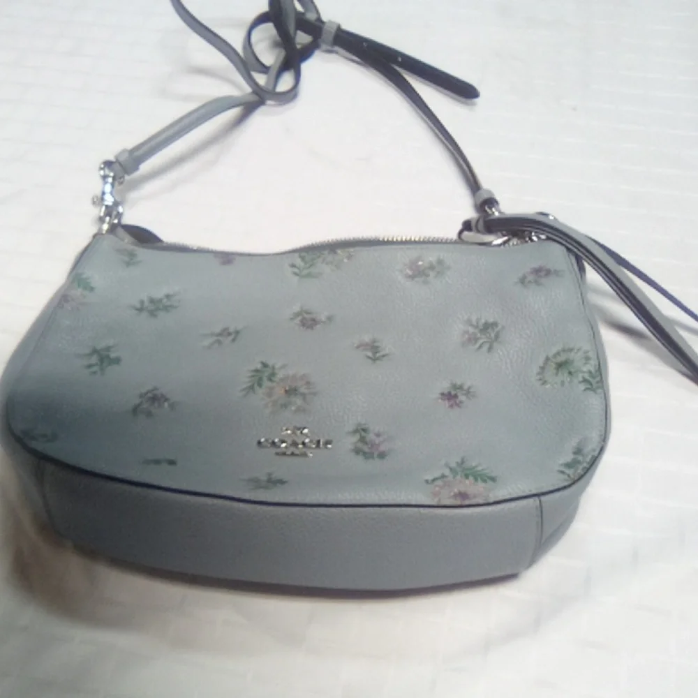 Coach Light Gray Floral Crossbody Bag - Picture 1 of 7